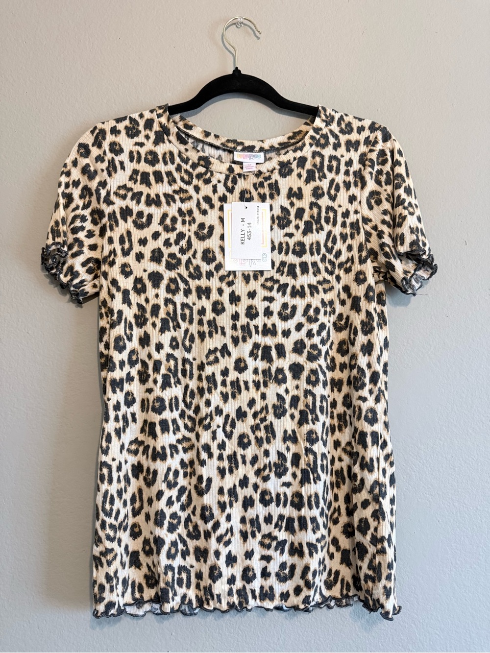 Leopard Print Short Sleeve Top - Cream & Black